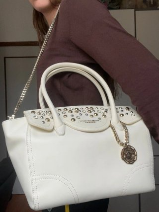 Borsa Scervino Street bianca con borchie