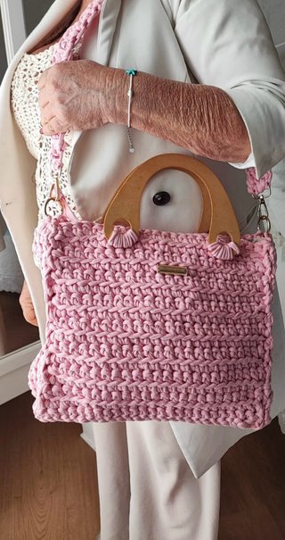 Borsa uncinetto fatta a mano rosa