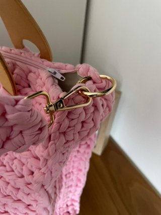 Borsa uncinetto fatta a mano rosa