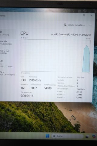 Ordenador Portátil Intel Core N5095 16GB 120GB SSD