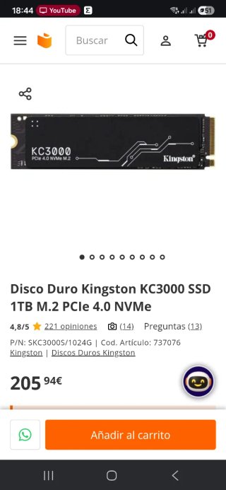 SSD Kingston KC3000 1TB PCIe 4.0 NVMe M.2