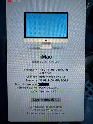 iMac Retina 27” 5K i7 4,2 GHz 4 core 32 GB RAM 2T