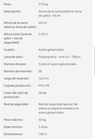 Cama elástica exterior con red de seguridad