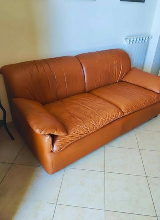 Divano vintage pelle cuoio anni '80