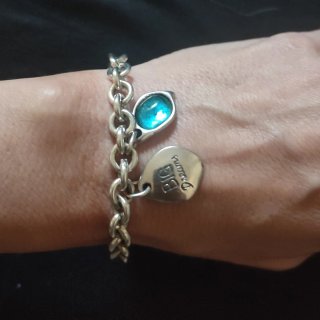 Pulsera Ciclón Baño Plata y Cristal Murano Azul
