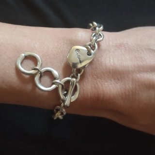 Pulsera Ciclón Baño Plata y Cristal Murano Azul
