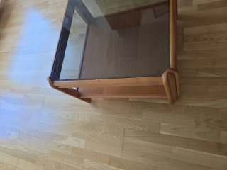 Mesa de centro cuadrada de madera y cristal
