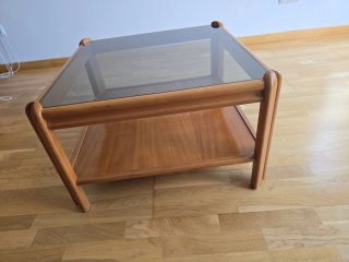 Mesa de centro cuadrada de madera y cristal