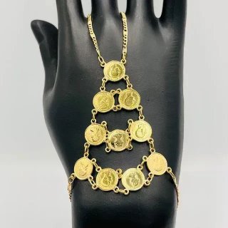 Pulsera manita 10 monedas 18K