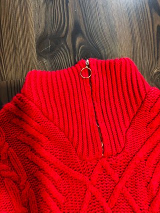 Jersey Mango cuello alto cremallera rojo L