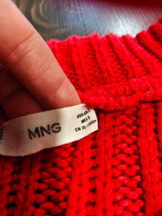 Jersey Mango cuello alto cremallera rojo L