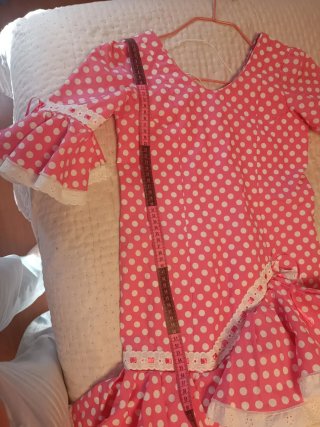 Vestido Flamenca Niña Lunares Rosa Talla M