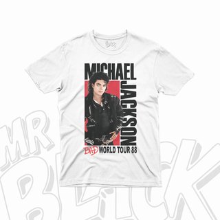Camiseta Michael Jackson BAD World Tour 88 BLANCA