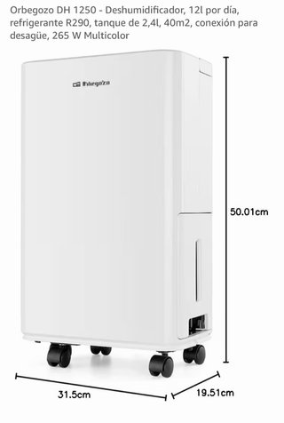 Deshumidificador Orbegozo Blanco 12l/DIA
