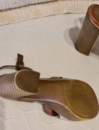Sandalias Daniela Shoes Piel Tacón Alto Marrón/Pla