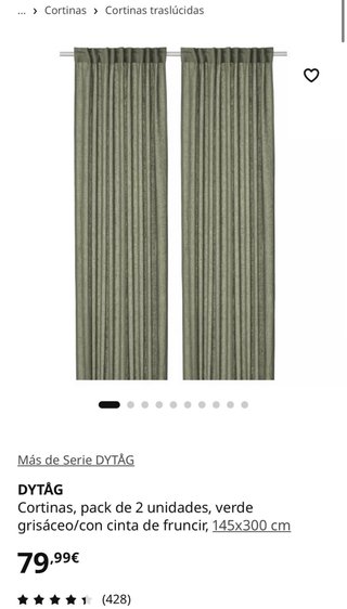 Cortinas IKEA Dytåg Verdes (Nuevas)