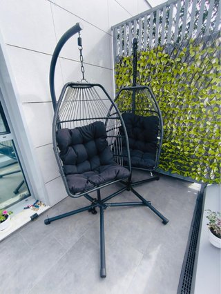 2 Sillones Huevo Colgantes Terraza Negro