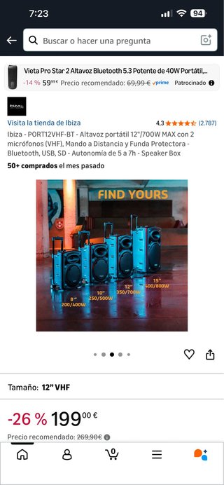 Altavoz Ibiza PORT12VHF-BT 12 700W