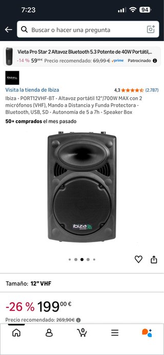 Altavoz Ibiza PORT12VHF-BT 12 700W