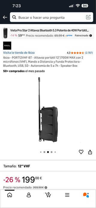 Altavoz Ibiza PORT12VHF-BT 12 700W