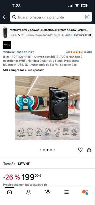Altavoz Ibiza PORT12VHF-BT 12 700W