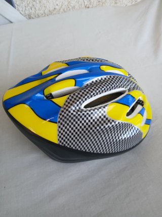 Casco adulto Bici/Patines Azul Amarillo Cuadros