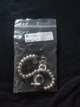 Pulsera Ciclón Bolitas con Piedra Verde