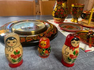 Lote Khokhloma Russo Vintage in Legno