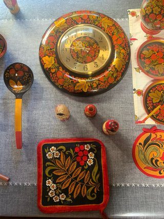 Lote Khokhloma Russo Vintage in Legno