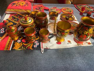 Lote Khokhloma Russo Vintage in Legno