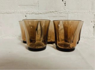 Vasos ámbar vintage diseño 70s (Set de 5)