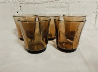 Vasos ámbar vintage diseño 70s (Set de 5)