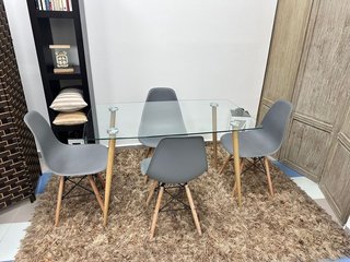 PACK Mesa Comedor Cristal + 4 Sillas NUEVO