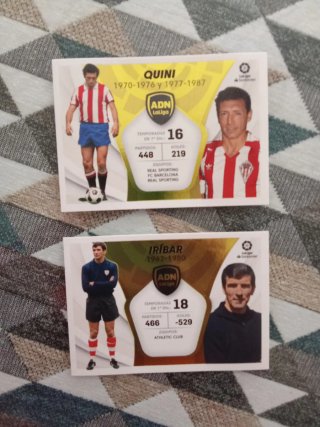 Cromos de fútbol Quini y Iribar LaLiga