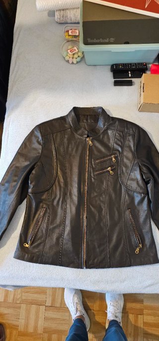 Cazadora Piel Mujer Negra Talla L