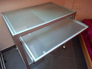 Mesa estudio/ordenador cristal y metal