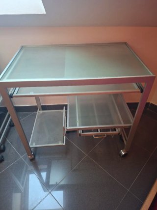 Mesa estudio/ordenador cristal y metal