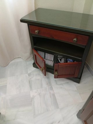 Mueble TV madera y cristal