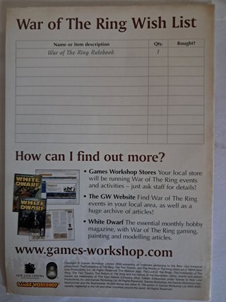 War of the Ring Army Collecting Card