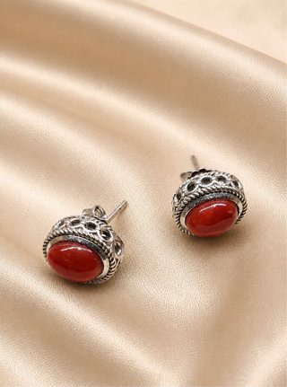 Orecchini corallo rosso argento 925 rodiato