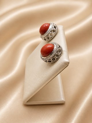 Orecchini corallo rosso argento 925 rodiato