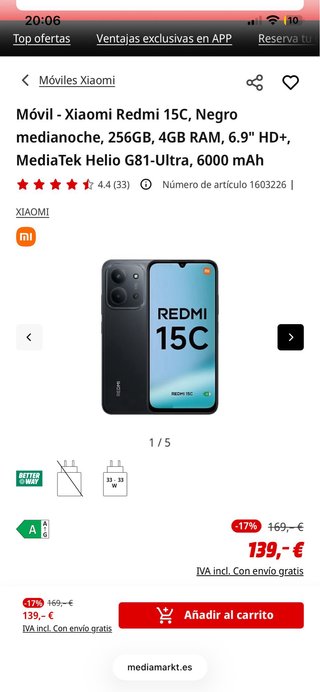 Xiaomi Redmi 15C 256GB Negro Sin abrir!!