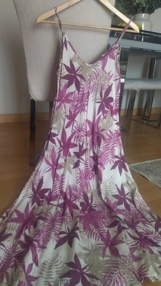 Vestido y Chaleco. Color Buganvilla