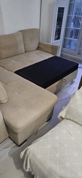 Sofá Cama Beige y Negro