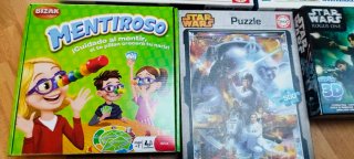 Lote Puzzles Star Wars, Pokémon y Juego Mentiroso
