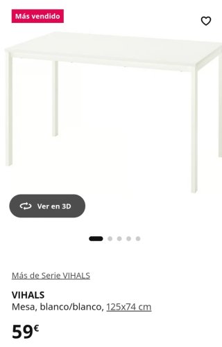 Mesa comedor blanca 125x74 cm