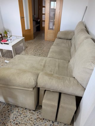 Sofá Chaiselongue Beige, 3 plazas