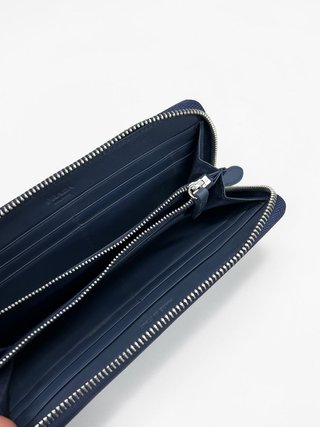 Portafoglio con cerniera Prada Saffiano in pelle navy