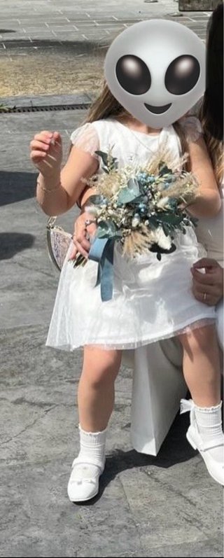 Vestido niña comunión blanco y rosa de Mango