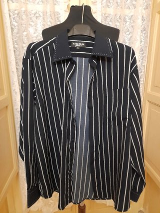 Camicia uomo seta righe blu/bianco